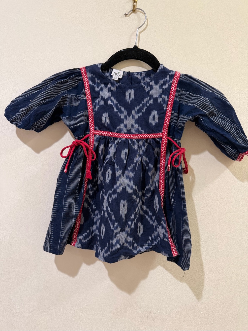 Indigo Blue Dress with Red Accents